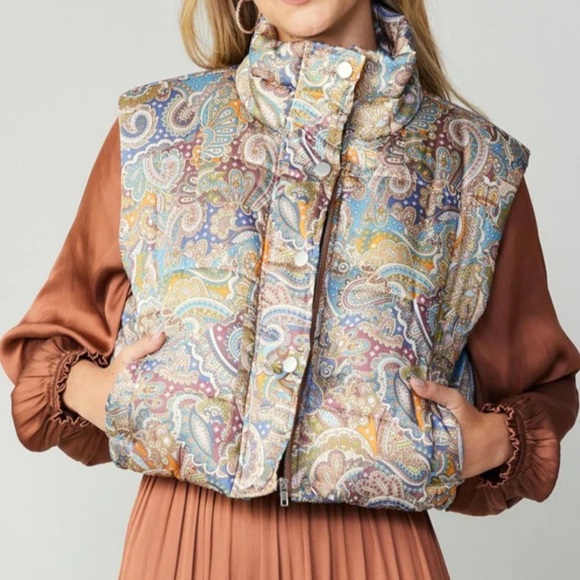 Current Air Anthropologie Paisley Print Padding Vest NWT - Picture 1 of 6